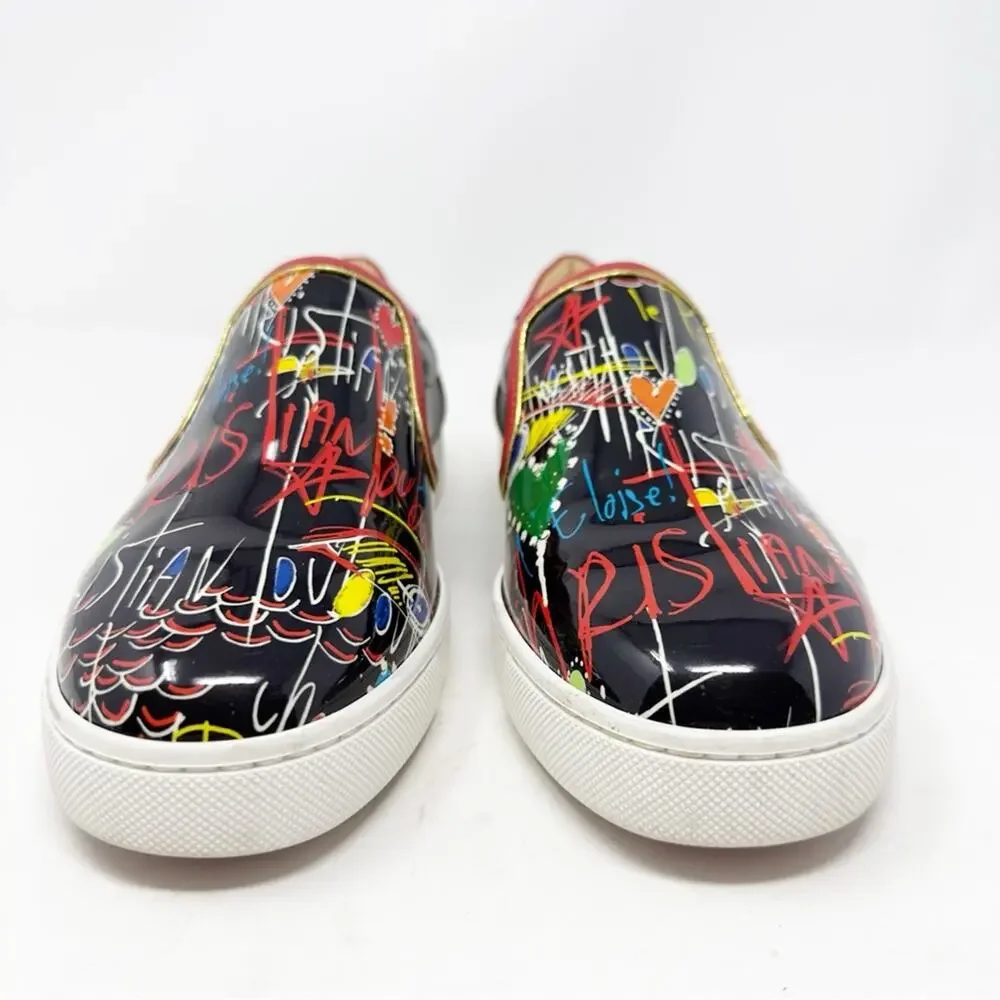 Christian Louboutin Masteralta Loubitag Patent Slip On Sneakers Womens Size 37.5